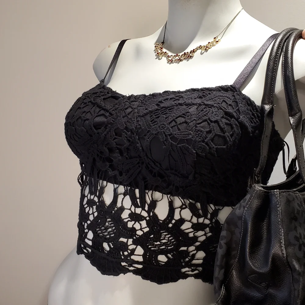 Revamped Dark Crochet Tank Top - Picture 1 of 5